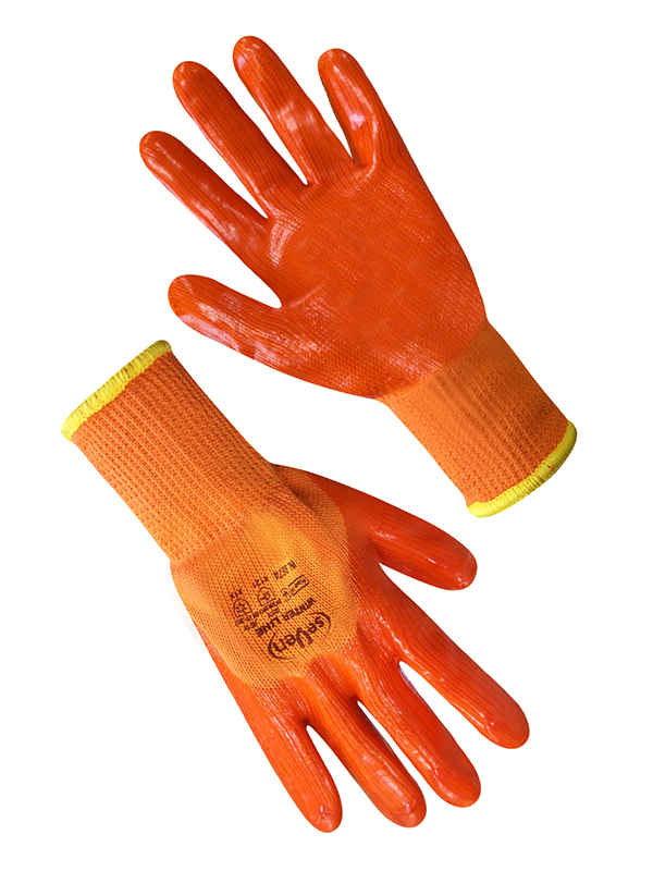 Рукавички утеплені махрові помаранчеві з силіконовим покриттям SEVEN 69874 "б", р.10